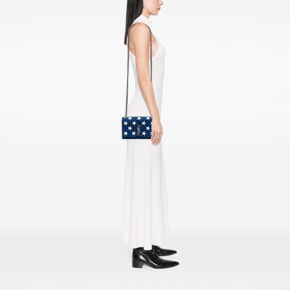 Pre-Loved Saint Laurent Small Star Embroidered Canvas Monogram Kate Crossbody - Picture 7 of 8